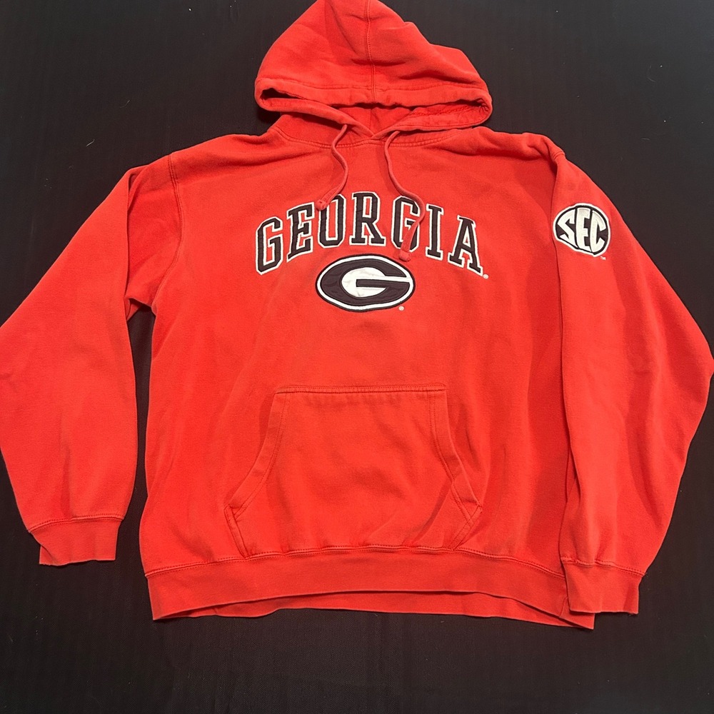 Blue 84 Georgia Bulldogs SEC Hoodie Red Mens 2XL Graphic Pullover Sweatshirt